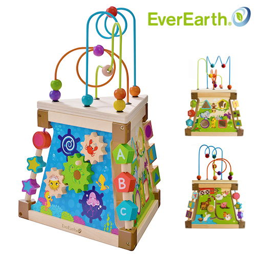 幼教家 德國EverEarth 幼兒三面遊戲學習組 木製玩具