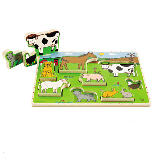 幼教家 德國Hape愛傑卡 農場動物立體木拼圖 木製玩具